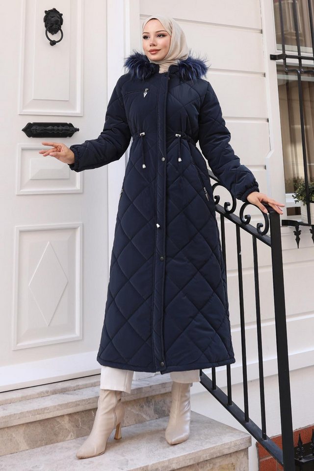 MODAMİHRAM Winterjacke Kapuzenjacke mit Reißverschluss Schwarz 19277 von MODAMİHRAM