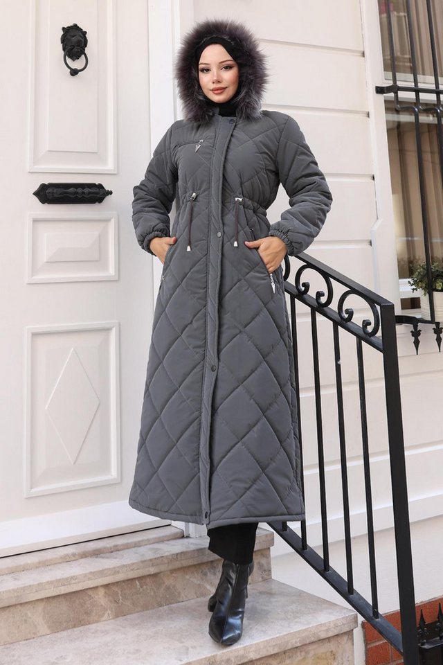 MODAMİHRAM Winterjacke Kapuzenjacke mit Reißverschluss Schwarz 19277 von MODAMİHRAM