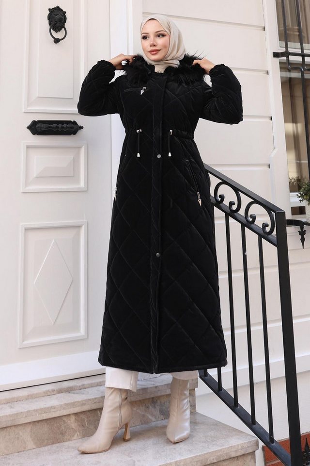 MODAMİHRAM Winterjacke Kapuzenjacke mit Reißverschluss Schwarz 19277 von MODAMİHRAM