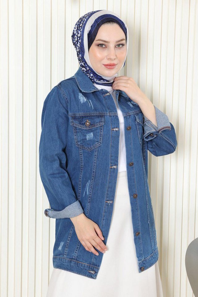 MODAMİHRAM Winterjacke Knopfleiste Jeansjacke von MODAMİHRAM