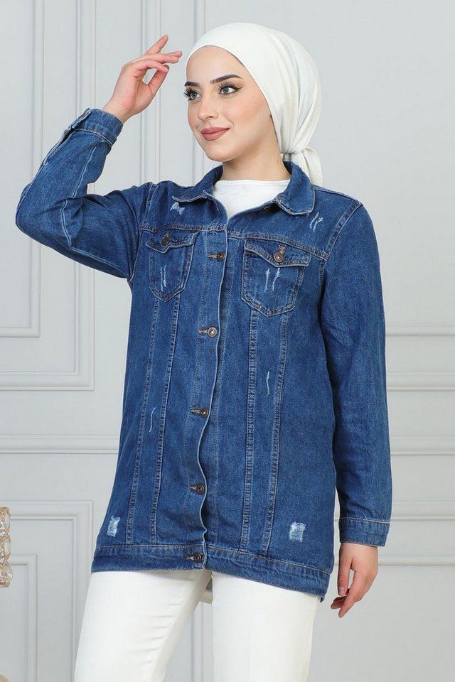 MODAMİHRAM Winterjacke Laser-Detail-Jeansjacke von MODAMİHRAM