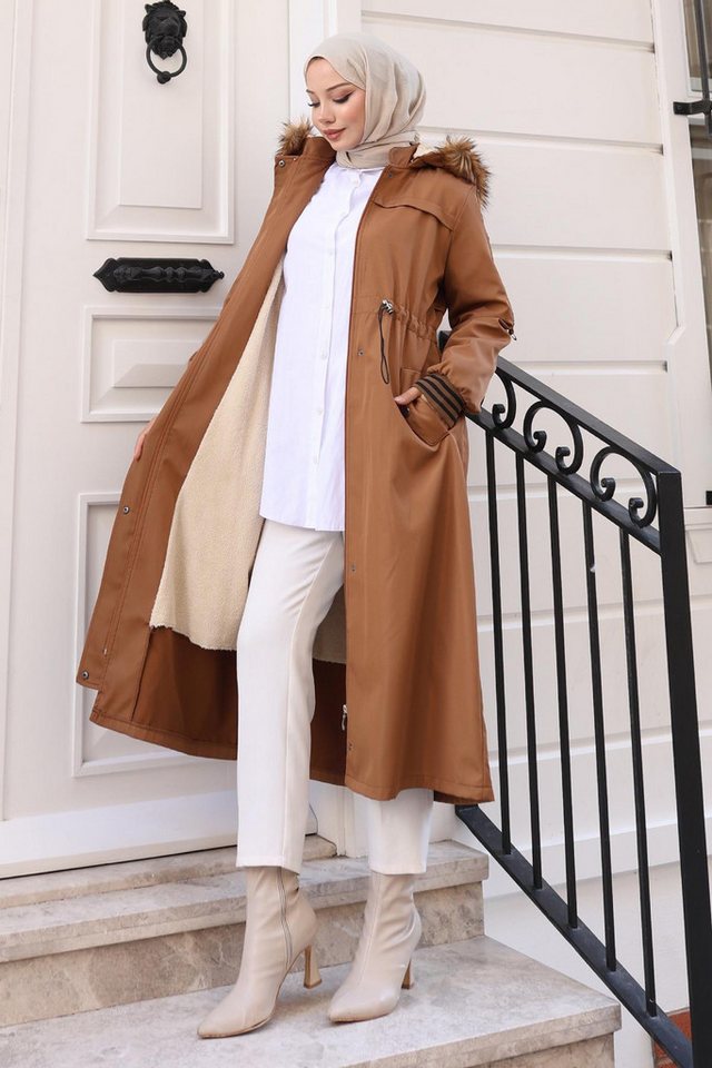 MODAMİHRAM Winterjacke Schwarze Pelzbesatz Schnürweste 19269 von MODAMİHRAM