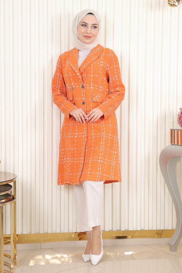 MODAMİHRAM Wintermantel Geknöpfter Wollmantel mit breitem Kragen von MODAMİHRAM