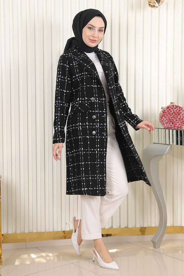 MODAMİHRAM Wintermantel Geknöpfter Wollmantel mit breitem Kragen von MODAMİHRAM