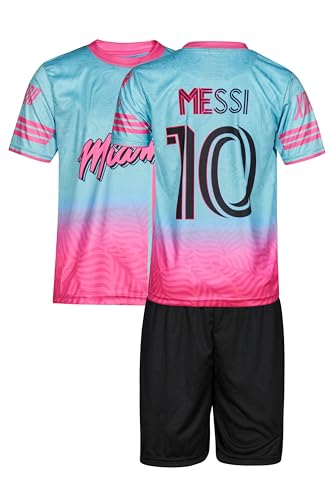 MODAMİT Kinder Trikot Miami Türkis Leo Messi #10, Mit Kurz (128,Türkis) von MODAMİT