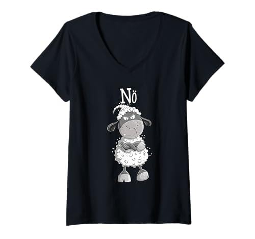 Damen Statement Schaf I Nö Fun I Einfach Nö I Nein I Kein Bock T-Shirt mit V-Ausschnitt von MODARTIS