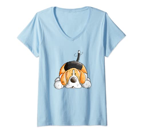 Damen Happy Beagle I Hunderasse Geschenk Hundefreund I Comic Fun T-Shirt mit V-Ausschnitt Damen Happy Beagle I Hunderasse Geschenk Hundefreund I Comic Fun T-Shirt mit V-Ausschnitt von MODARTIS- Lustige Beagle T-Shirts & Gechenke