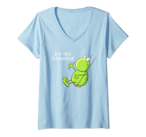 Damen Frosch Geht Schaukeln I Ich Geh Schaukeln Spruch T-Shirt mit V-Ausschnitt von MODARTIS - Lustige Frösche T-Shirts & Geschenke