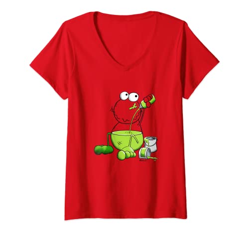 Damen Funny Farbfrosch I Frosch Fun Comic I Farben Spiel T-Shirt mit V-Ausschnitt von MODARTIS - Lustige Frösche T-Shirts & Geschenke