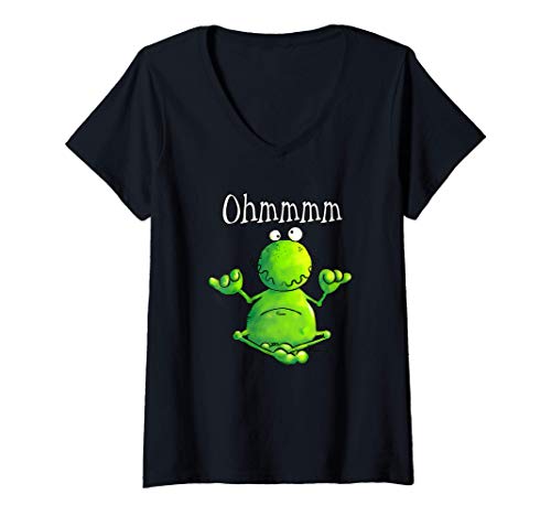 Damen Ohmmm Yoga Frosch I Meditation Entspannung Fun T-Shirt mit V-Ausschnitt von MODARTIS - Lustige Frösche T-Shirts & Geschenke