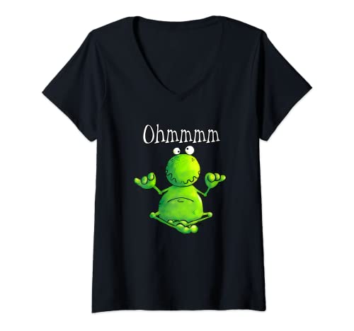 Damen Ohmmm Yoga Frosch T Shirt I Meditation Entspannung Fun Shirt T-Shirt mit V-Ausschnitt von MODARTIS - Lustige Frösche T-Shirts & Geschenke