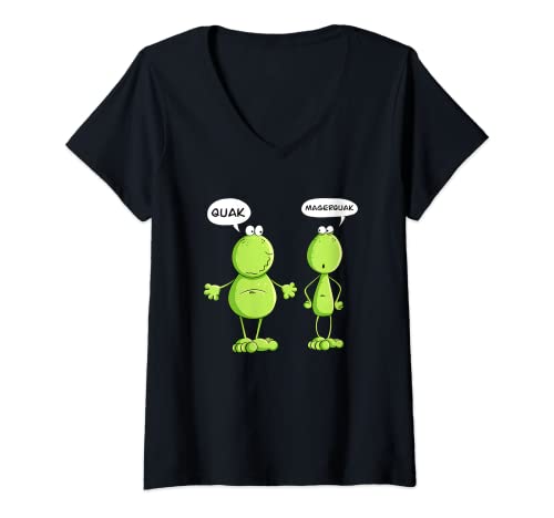 Damen Quak Und Magerquak Frosch I Statement Wortspiel I Fun T-Shirt mit V-Ausschnitt von MODARTIS - Lustige Frösche T-Shirts & Geschenke