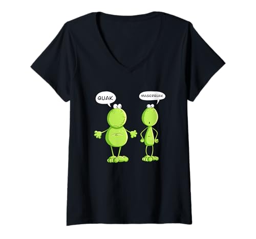 Damen Quak Und Magerquak Frosch I Statement Wortspiel I Fun T-Shirt mit V-Ausschnitt von MODARTIS