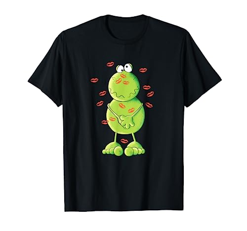 Frosch Kuss T Shirt I Lippenstift Funshirt I Kinder Damen T-Shirt von MODARTIS - Lustige Frösche T-Shirts & Geschenke