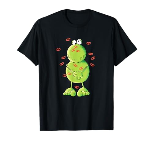 Frosch Kuss T Shirt I Lippenstift Funshirt I Kinder Damen T-Shirt von MODARTIS - Lustige Frösche T-Shirts & Geschenke