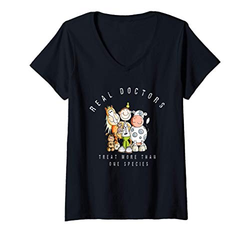 Damen Real Doctors Treat More Than One Species Tierarzt Fun T-Shirt mit V-Ausschnitt von MODARTIS - Lustige Tierarzt T-Shirts & Geschenke