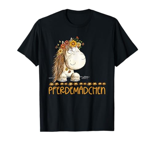 Drolliges Blumen Pferd Pferdemädchen Reiter Mädchen Damen T-Shirt von MODARTIS