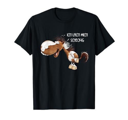 MODARTIS Lachendes Pferd I Lach Mich Scheckig Unisex Kinder & Erwachsene Cartoon T-Shirt Schwarz S von MODARTIS