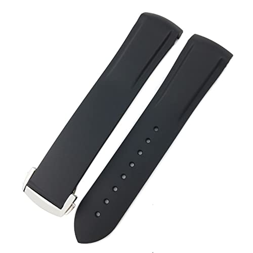 MODBAND 19 mm 20 mm Gummi-Uhrenarmband 21 mm 22 mm für IWC PILOT Mark 18 Spitfire Chronograph IW3270 IW3777 IW5010 Uhrenarmband mit gebogenem Ende(Black,21mm) von MODBAND