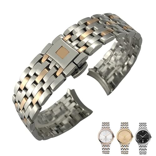 MODBAND 19mm 16mm 20mm 316L Edelstahl-Uhrenarmbänder mit gebogenem Ende für Omega DE VILLE PRESTIGE Orbis Edition Uhrenarmband mit Faltschließe(Silver Rose,20mm) von MODBAND