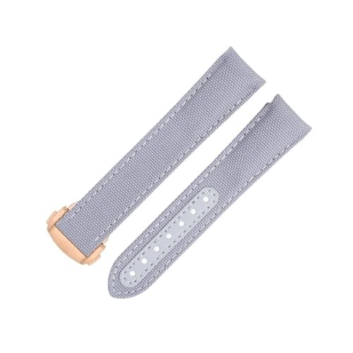 MODBAND 20 mm orangefarbenes Nylon-Stoff-Uhrenarmband, passend für Omega-Armband für AT150 Seamaster 300 Planet Ocean De Ville Speedmaster Uhrenarmband mit gebogenem Ende (Color : Gray 7, Size : 20M von MODBAND