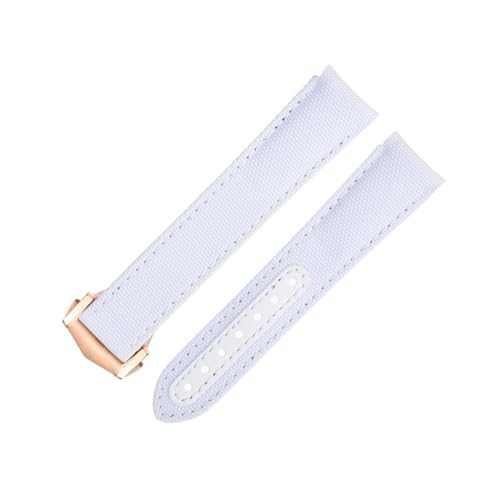 MODBAND 20 mm orangefarbenes Nylon-Stoff-Uhrenarmband, passend für Omega-Armband für AT150 Seamaster 300 Planet Ocean De Ville Speedmaster Uhrenarmband mit gebogenem Ende (Color : White 6, Size : 20 von MODBAND