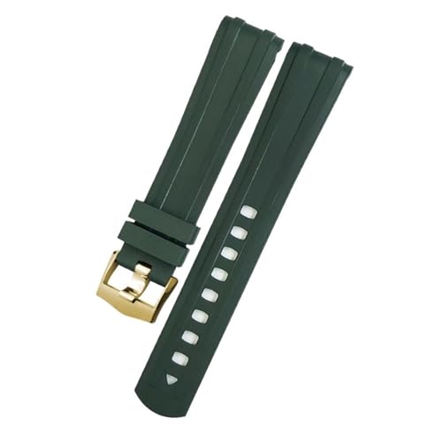 MODBAND 20mm 21mm 19mm Fluor-Silikon-Gummi-Uhrenarmband für Omega New Seamaster Diver 300 Schwarz Blau Weiches Uhrenarmband (Color : Green gold, Size : 21mm) von MODBAND