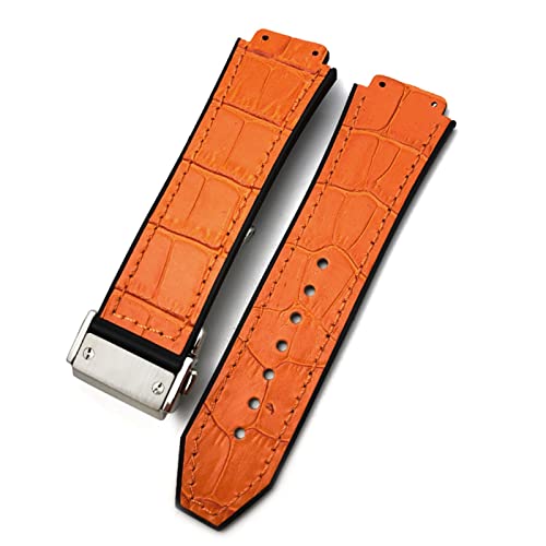 MODBAND 20mm 22mm Rindsleder Gummiarmband 25mm * 19mm Fit für Hublot Uhrenarmband Kalbsleder Silikon Armbänder Sport (Color : A1, Size : 25-19mm) von MODBAND