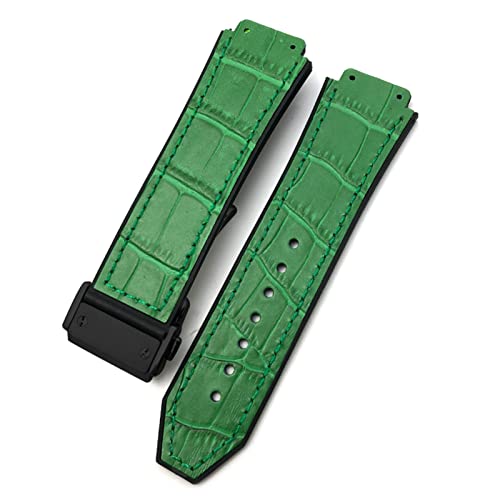 MODBAND 20mm 22mm Rindsleder Gummiarmband 25mm * 19mm Fit für Hublot Uhrenarmband Kalbsleder Silikon Armbänder Sport (Color : B1, Size : 25-19mm) von MODBAND