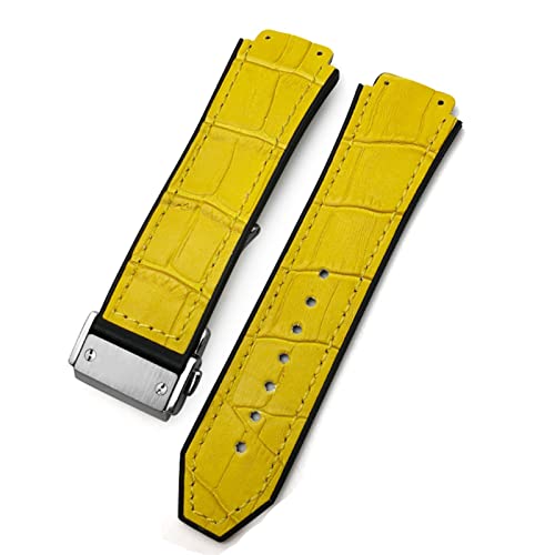 MODBAND 20mm 22mm Rindsleder Gummiarmband 25mm * 19mm Fit für Hublot Uhrenarmband Kalbsleder Silikon Armbänder Sport (Color : F1, Size : 25-19mm) von MODBAND