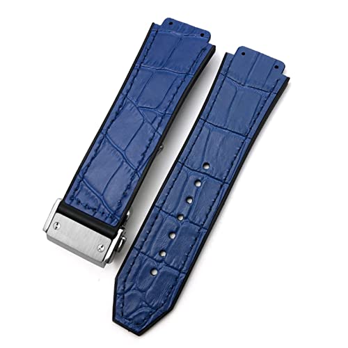 MODBAND 20mm 22mm Rindsleder Gummiarmband 25mm * 19mm Fit für Hublot Uhrenarmband Kalbsleder Silikon Armbänder Sport (Color : H1, Size : 25-19mm) von MODBAND