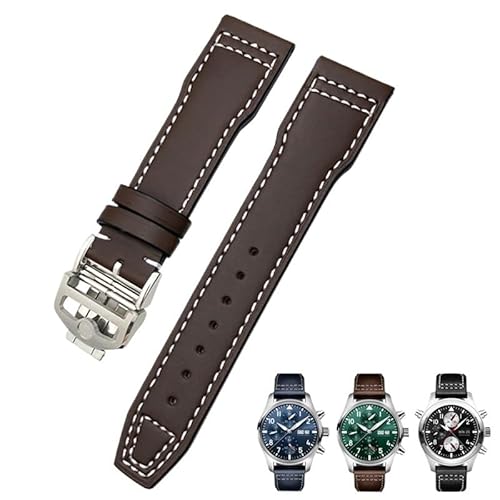 MODBAND 21 mm 20 mm Rindsleder-Armband, passend für IWC-Fliegeruhren, Portugieser-Armbänder, blaues Uhrenarmband-Zubehör, Herren-Werkzeug (Color : Original brown, Size : 20mm) von MODBAND