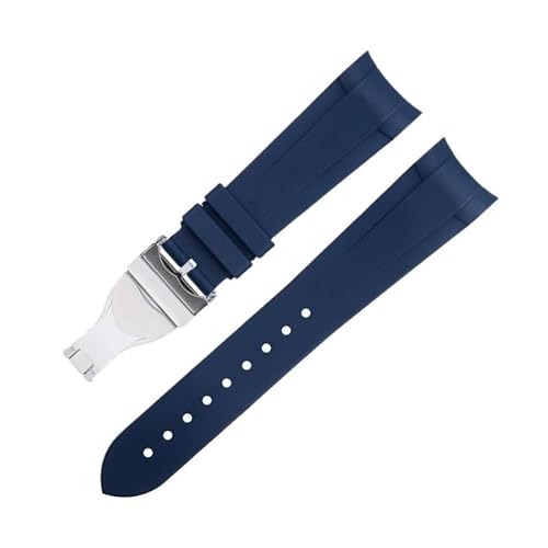 MODBAND 22 mm Fluorkautschuk-Uhrenarmband, speziell für Tudor-Armband Black Bay GMT, gebogenes Ende, Faltschließe, Armband, 41 mm Zifferblatt (Color : Blue 3, Size : 22MM) von MODBAND