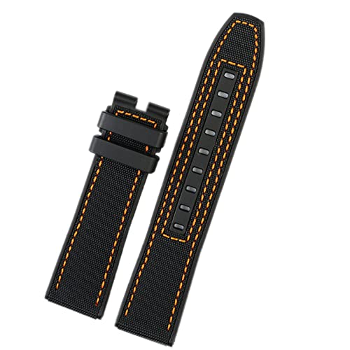 MODBAND 22mm Leinwand Gummi -Uhrengurt Männer Armband für Tissot Series Soft Watchbänder(B Orange No clasp) von MODBAND