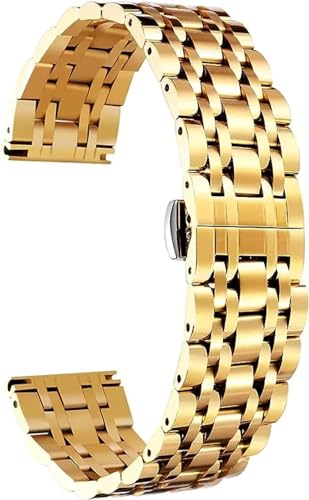 MODBAND 316L Edelstahl-Uhrenarmband, hochwertiges Ersatz-Uhrenarmband, 6 Farben für Damen und Herren, Gold, Silber, Schwarz, Roségold, Goldton (Color : Gold, Size : 21mm) von MODBAND