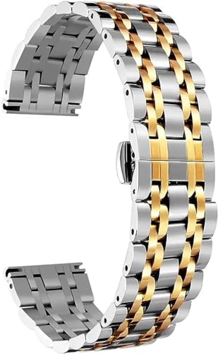 MODBAND 316L Edelstahl-Uhrenarmband, hochwertiges Ersatz-Uhrenarmband, 6 Farben für Damen und Herren, Gold, Silber, Schwarz, Roségold, Goldton (Color : Gold Tone, Size : 16mm) von MODBAND