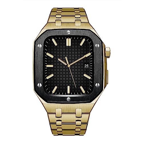 MODBAND 45mm 44mm Luxus Metall Uhrengehäuse Lünette Kit Modifikation Kit Edelstahl Armband für Apple Watch Band 9 8 7 6 5 4 SE Serie Uhr Kit Mod Wechselarmband, 45MM, Achat von MODBAND