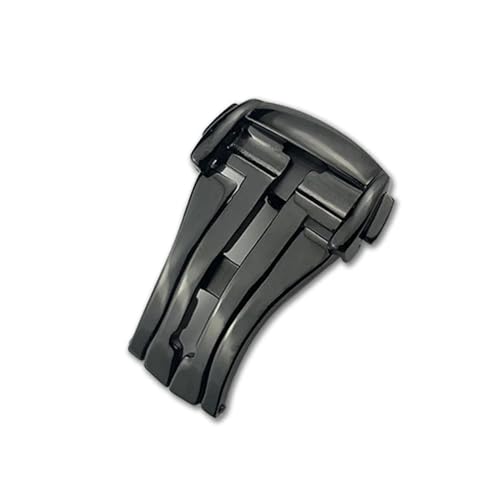 MODBAND Faltschließe für Uhren mit Faltschließe, 16 mm, 18 mm, 20 mm, für Omega, Lederarmband, Gummiband, 316L-Stahl, Schwarz, Silber, Zubehör (Color : Black style 1, Size : 16mm) von MODBAND