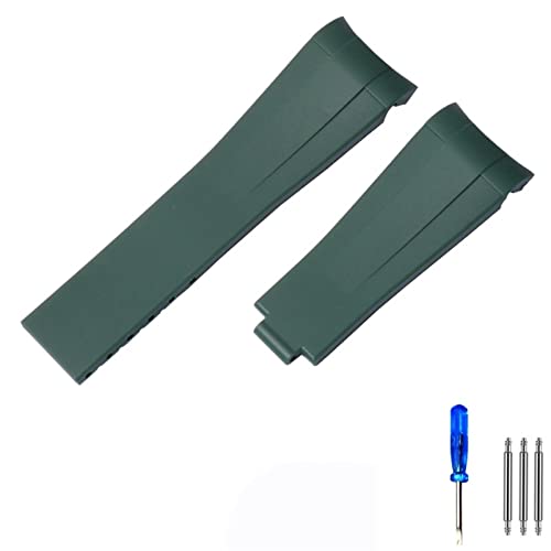 MODBAND Gummi Silikon Armband 20mm 21mm Für Rolex submariner daytona DEEPSEA Oysterflex Uhren Band GMT armbanduhr(Green no buckle,21mm) von MODBAND