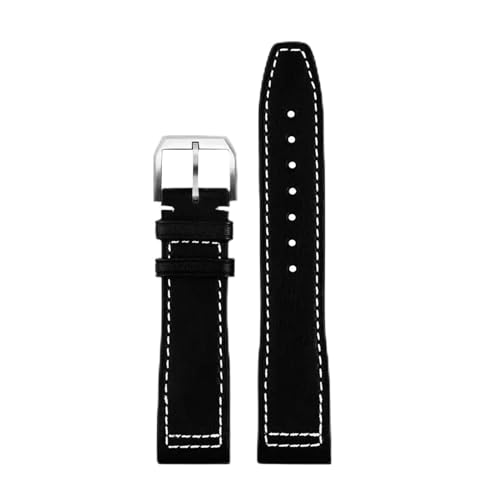 MODBAND Italienisches Kalbslederarmband für IWC Pilot IW378003 IW328203/205/201 Mark 20 Echtleder-Uhrenarmband 20 21 mm Schnellverschluss-Armband (Color : Black-silver pin, Size : 21mm) von MODBAND