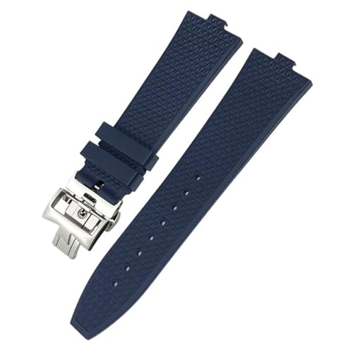 MODBAND Konvexe Uhrenarmbänder aus Fluorkautschuk, 24 x 7 mm, für Vacheron Constantin Overseas Device Quick Series Ersatz-Uhrenarmband (Color : Blue, Size : Rose gold buckle) von MODBAND