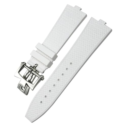 MODBAND Konvexe Uhrenarmbänder aus Fluorkautschuk, 24 x 7 mm, für Vacheron Constantin Overseas Device Quick Series Ersatz-Uhrenarmband (Color : Whtie Style2, Size : Silver buckle) von MODBAND