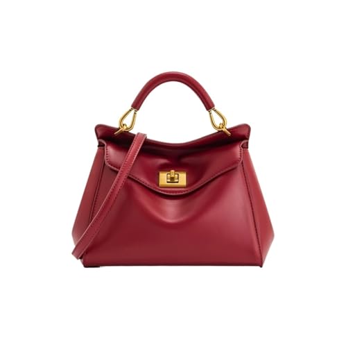 MODBAND Lucia Lock Schultertasche Umhängetasche Leichte Luxus High-End Mode Vielseitige Damentasche, rot, Einheitsgröße von MODBAND