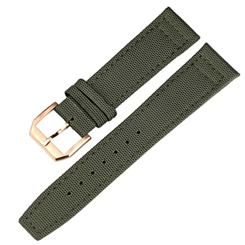 MODBAND Sehen Sie sich Band für IWC Pilot sieht Portugieser zu Men Insurance Clasp Gurt Uhr Accessoires Nylon Leder Uhren Armband Kette(Green-RoseGold Clasp,20mm) von MODBAND