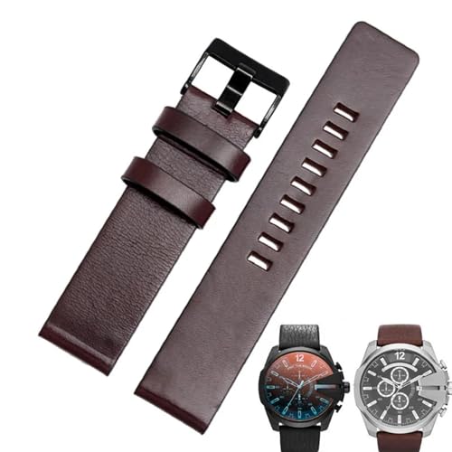 MODBAND Uhrenarmband aus Rindsleder für Diesel Uhrenarmband DZ7312 | DZ4323 | DZ7257 mit Edelstahl-Dornschließe, flaches Band 24, 26, 27, 28, 30 mm, 26 mm, Achat von MODBAND
