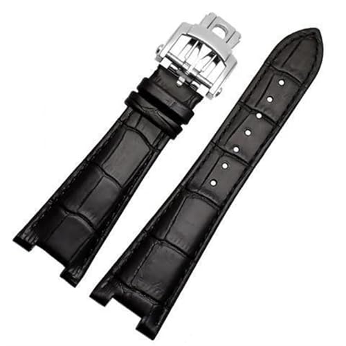 MODBAND Uhrenarmband aus echtem Leder, passend für Patek Philippe 5711 5712G Nautilus, braun, schwarz, blau, weiches Rindsleder, 25 mm x 13 mm (Color : Black, Size : 25-13mm) von MODBAND