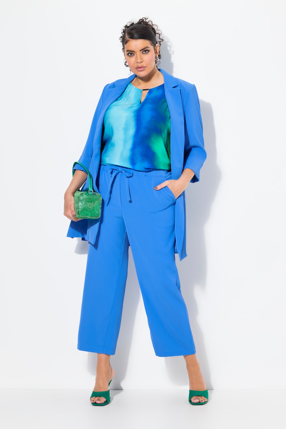 Große Größen 7/8-Hose, Damen, blau, Größe: 42, Polyester, Ulla Popken von MODERN VIEW