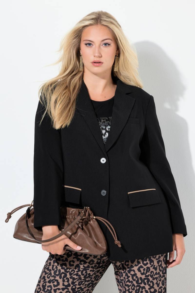 Große Größen Blazer, Damen, schwarz, Größe: 58/60, Polyester/Viskose, Ulla Popken von MODERN VIEW