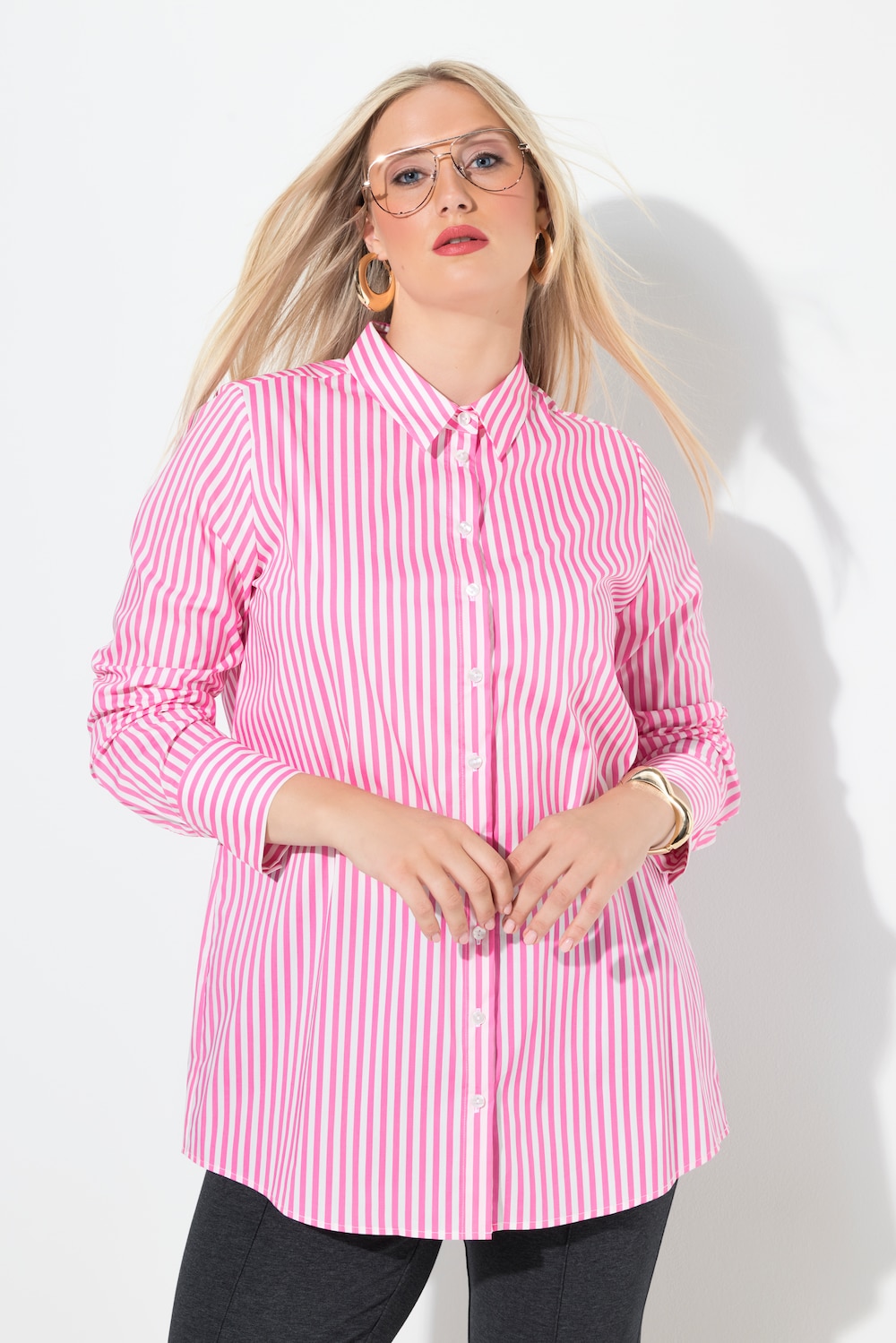 Große Größen Bluse, Damen, rosa, Größe: 54/56, Baumwolle/Synthetische Fasern, Ulla Popken von MODERN VIEW