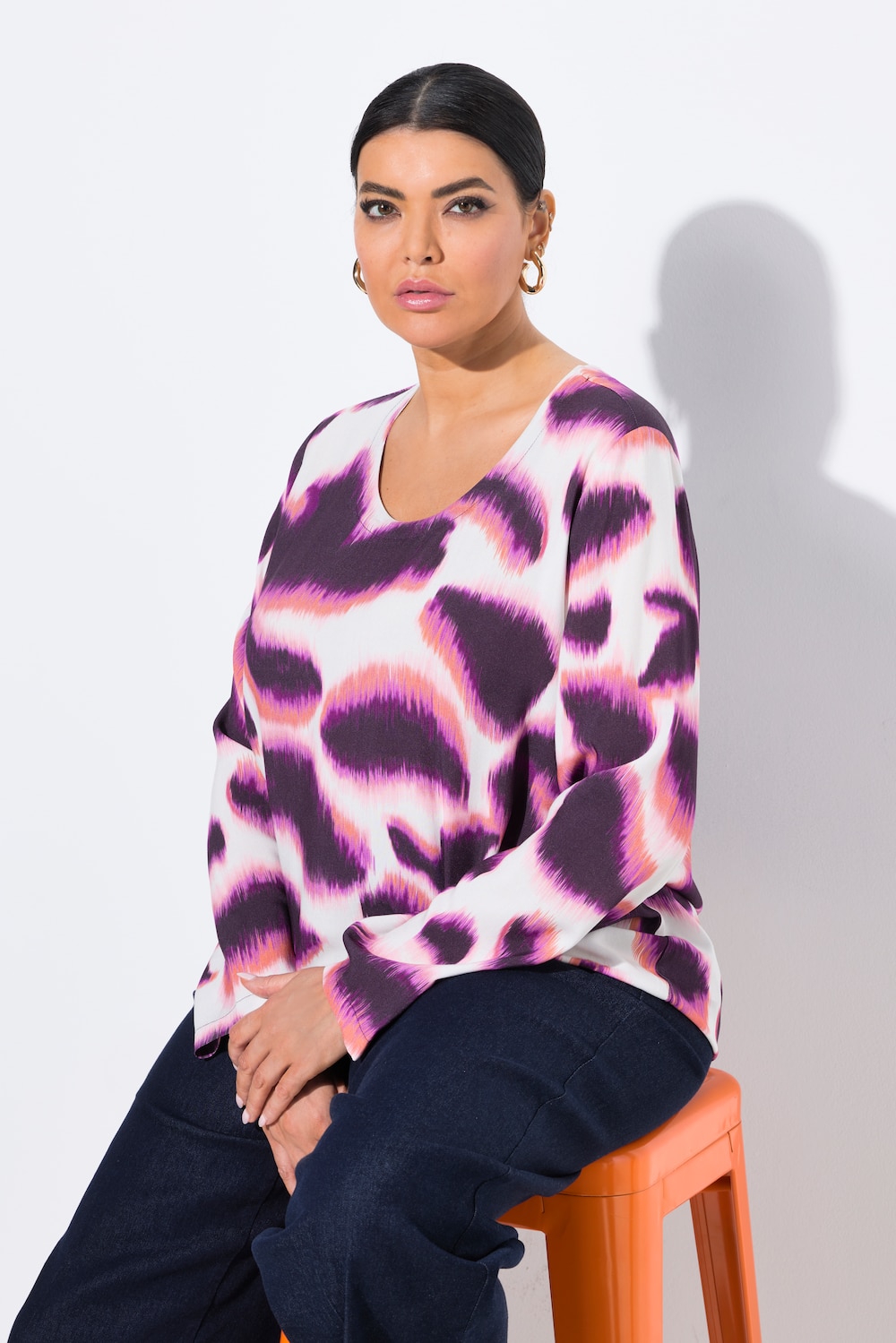 Große Größen Blusenshirt, Damen, lila, Größe: 62/64, Viskose, Ulla Popken von MODERN VIEW